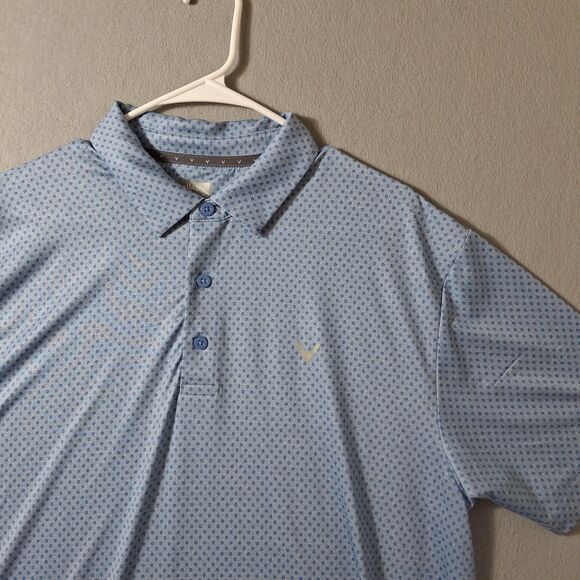 Callaway Opti Dry  Polo Shirt Men’s L Blue Geometric Golf Performance Clubhouse - Picture 2 of 8
